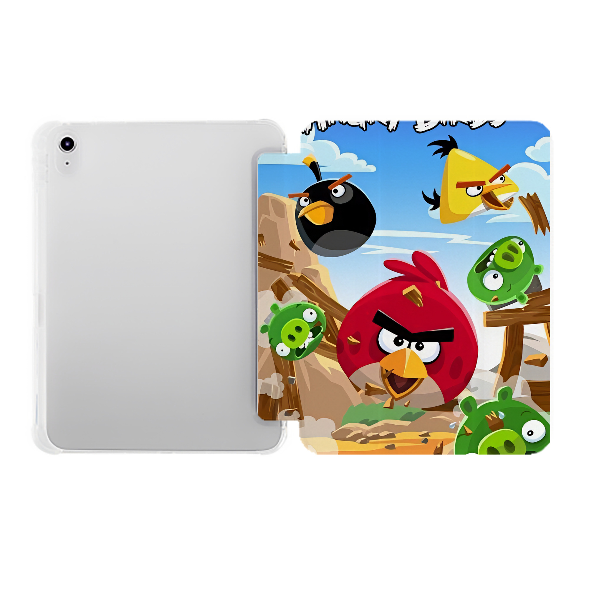 （画像用） Angry Birds アングリーバード IPad ケース ペン収納付き 三つ折りスタンド PUレザー×シリコン 対応機種9.5/10.5/10.9インチ